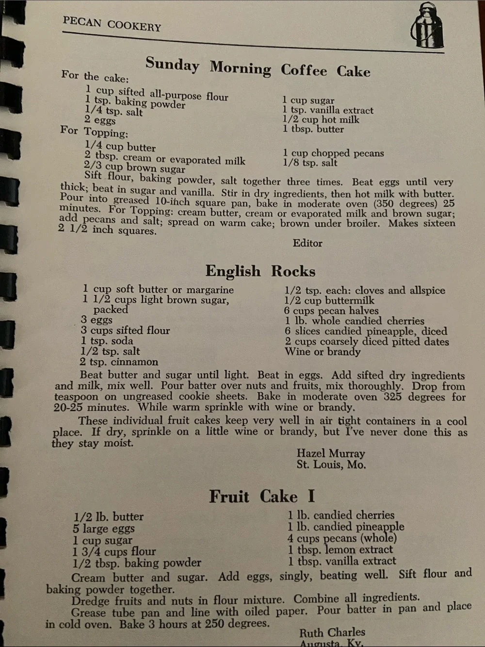 Vintage 70s 1970s Pecan Cookery spiral Cookbook pie cookies candy cake main meal